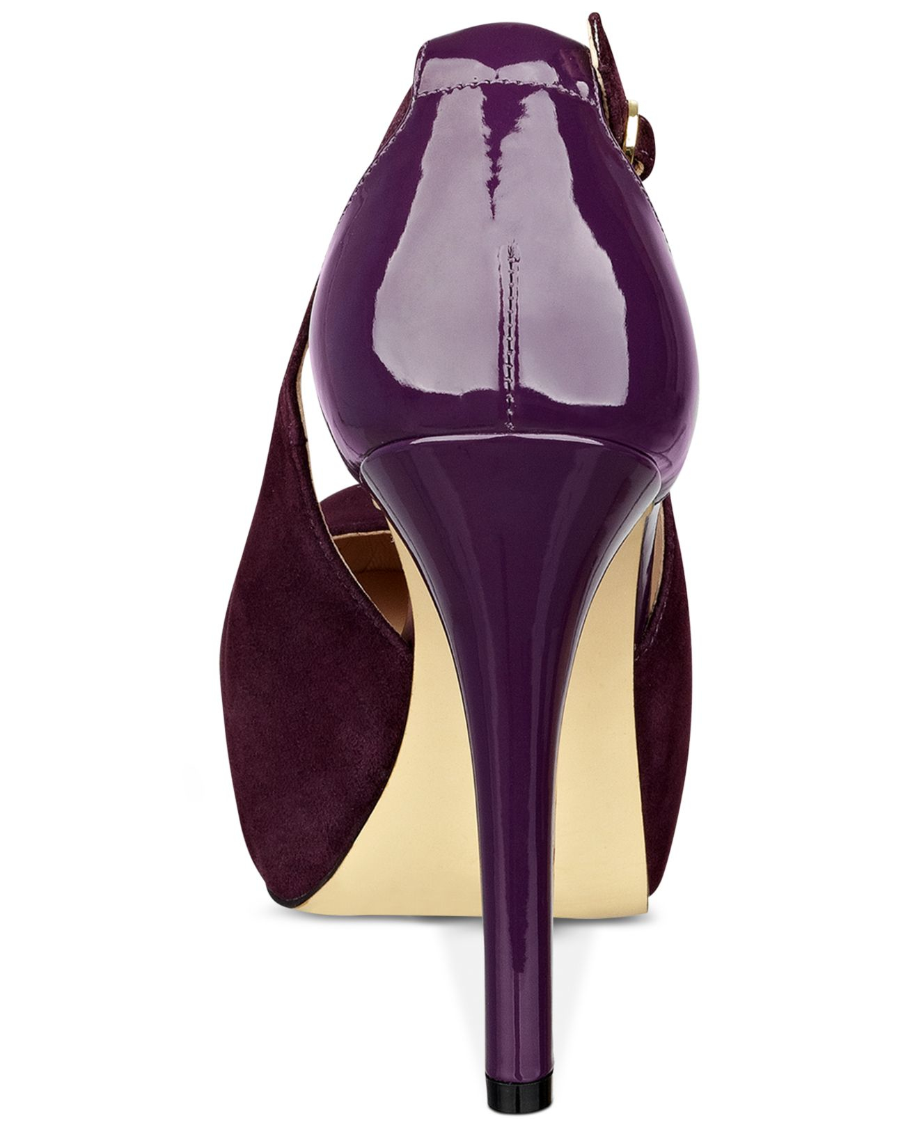 purple platform pumps