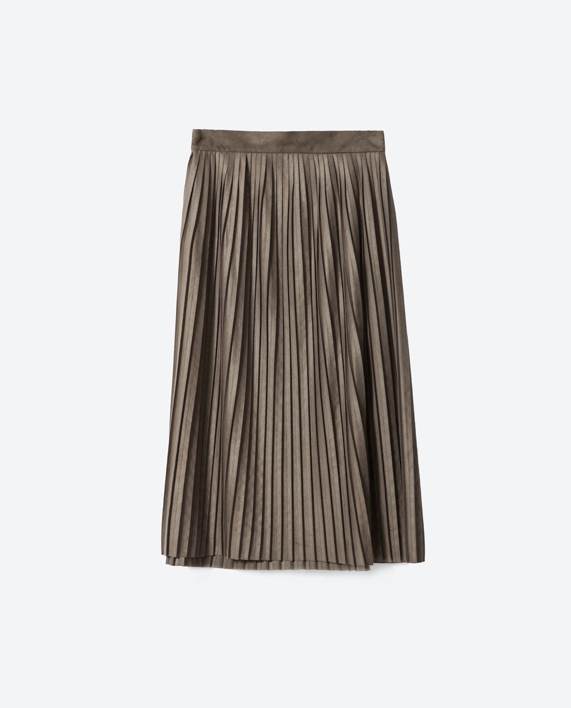 Zara Accordion Pleat Skirt in Khaki | Lyst