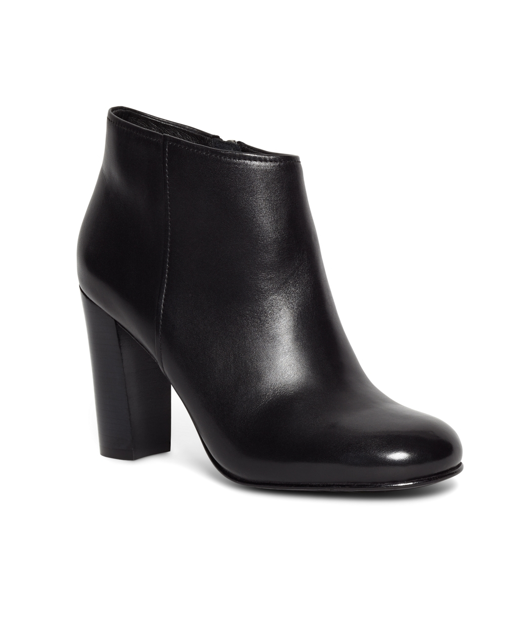 Brooks brothers Short Leather Stacked Heel Booties in Black | Lyst