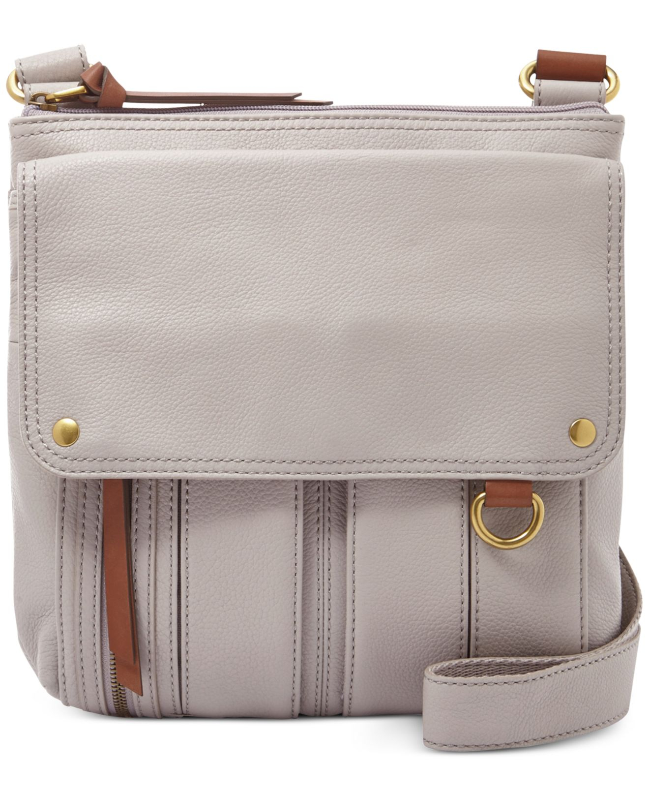 Fossil Morgan Leather Traveler Crossbody Bag in Gray - Lyst