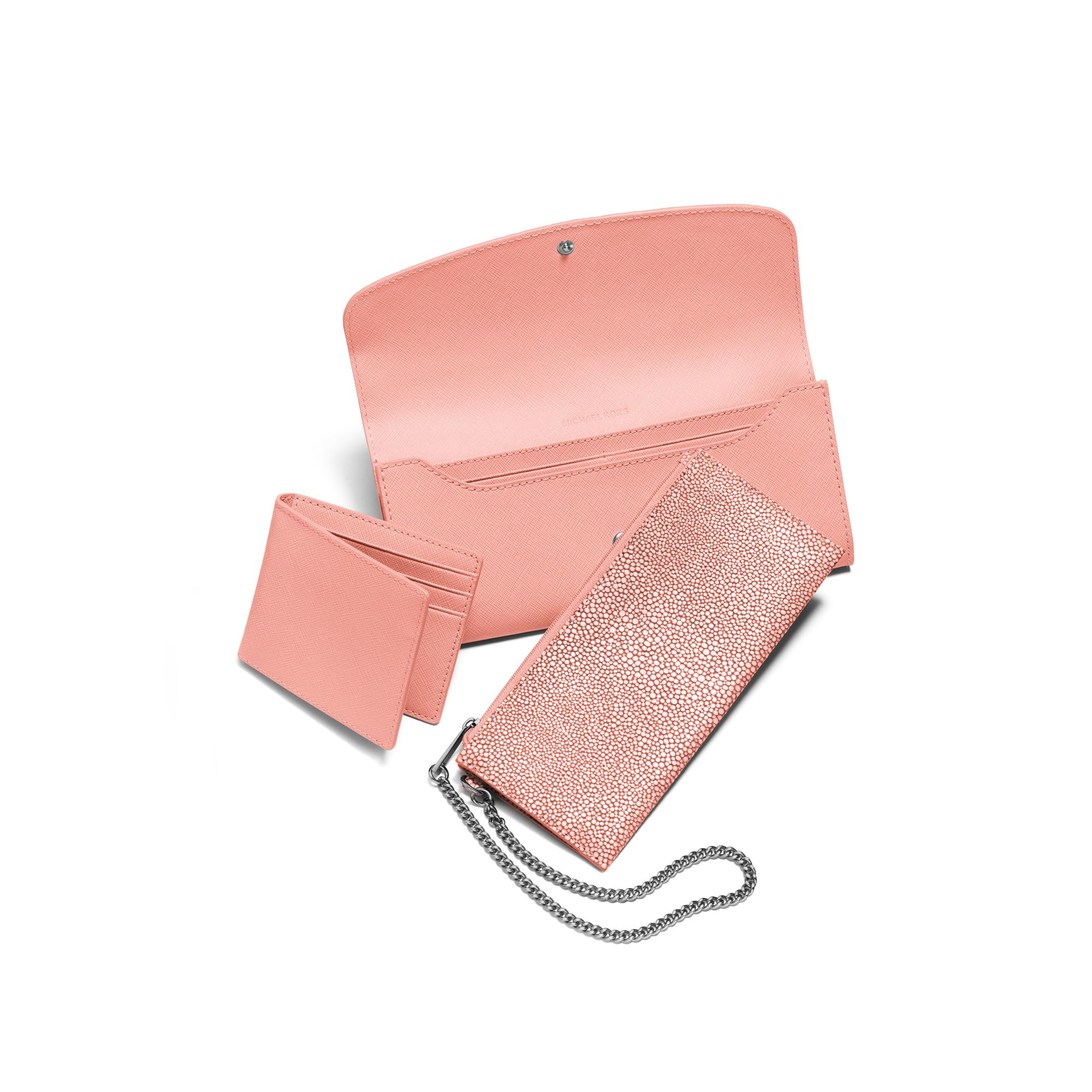 lyst michael kors juliana large 3 in 1 saffiano leather wallet in pink lyst michael kors juliana large 3 in 1 saffiano leather wallet in pink