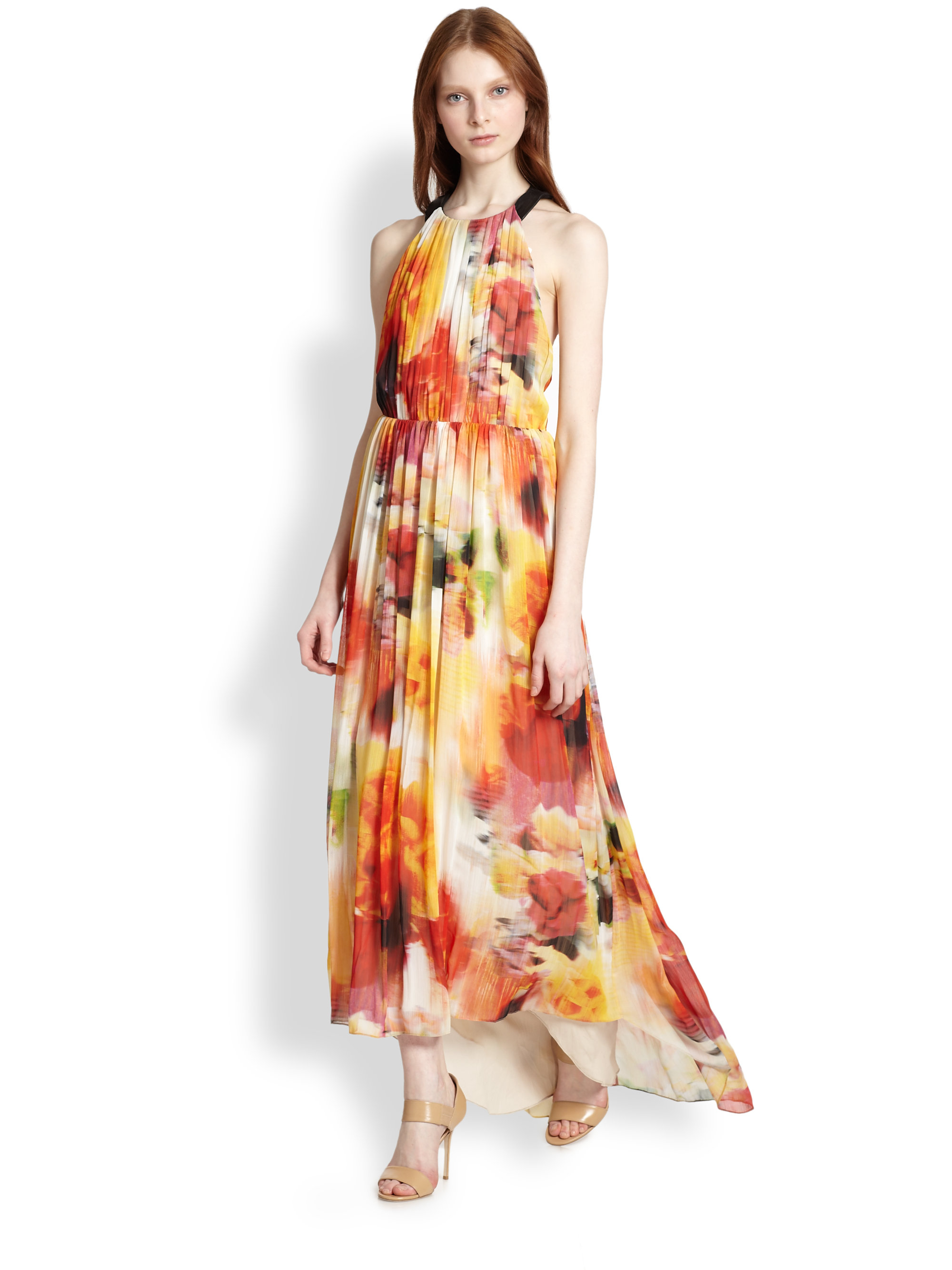 Lyst Alice Olivia Ryan Open Back Fl Print Maxi Dress Gallery