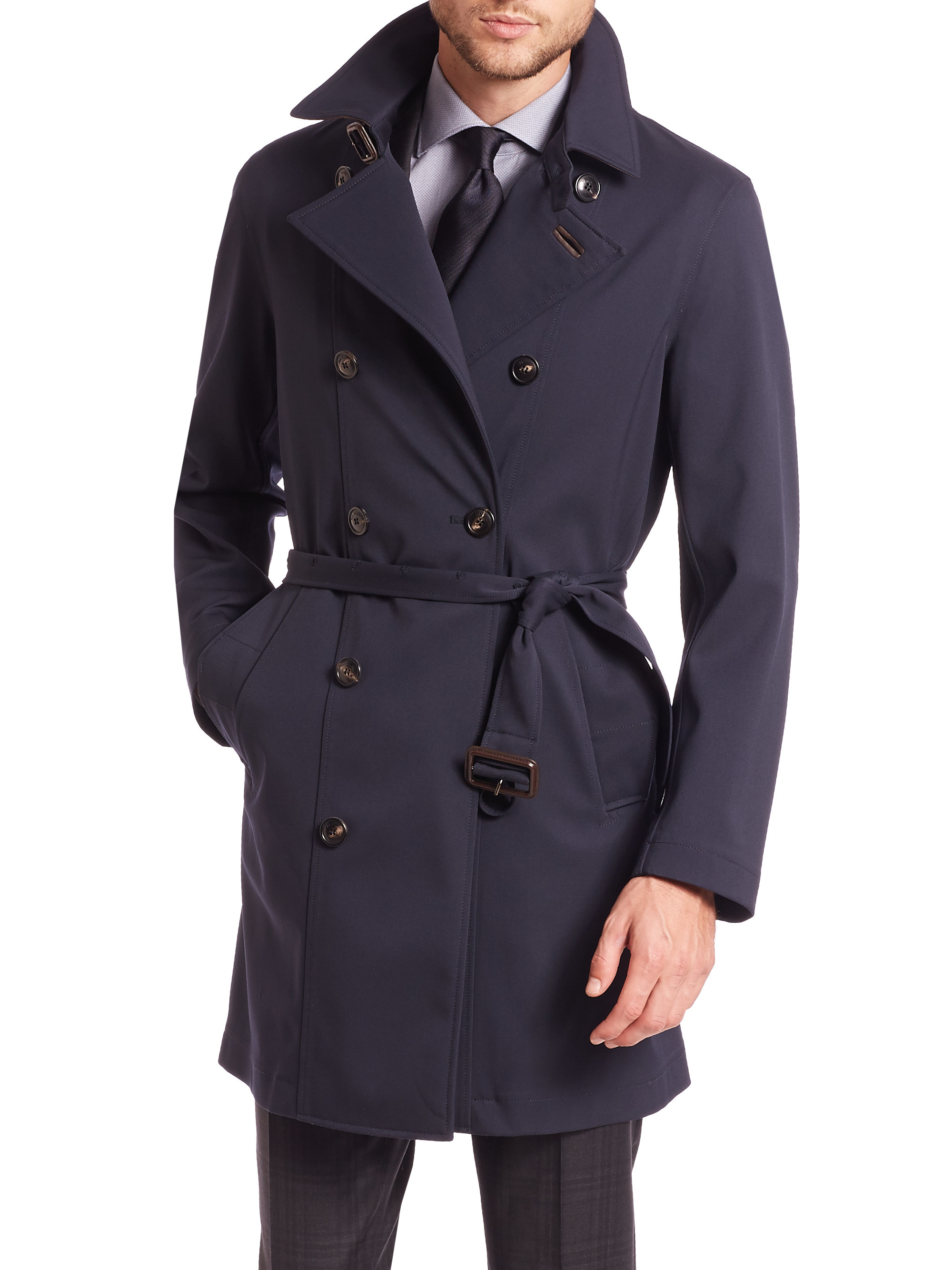 Pal Zileri Canvas Double-breasted Car Coat in Blue for Men - Lyst