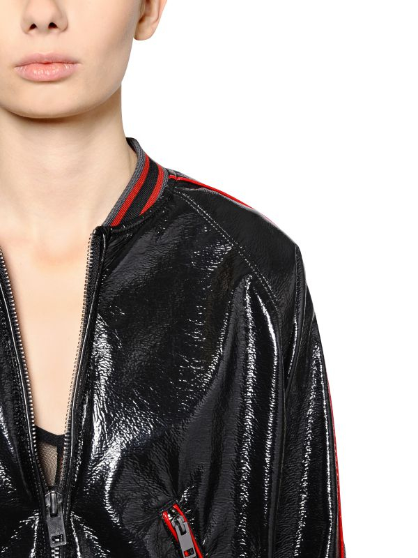patent leather bomber jacket