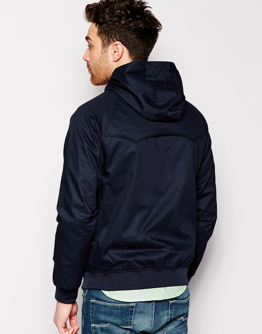 Ben Sherman Cotton Harrington Jacket With Hood in Blue for Men - Lyst