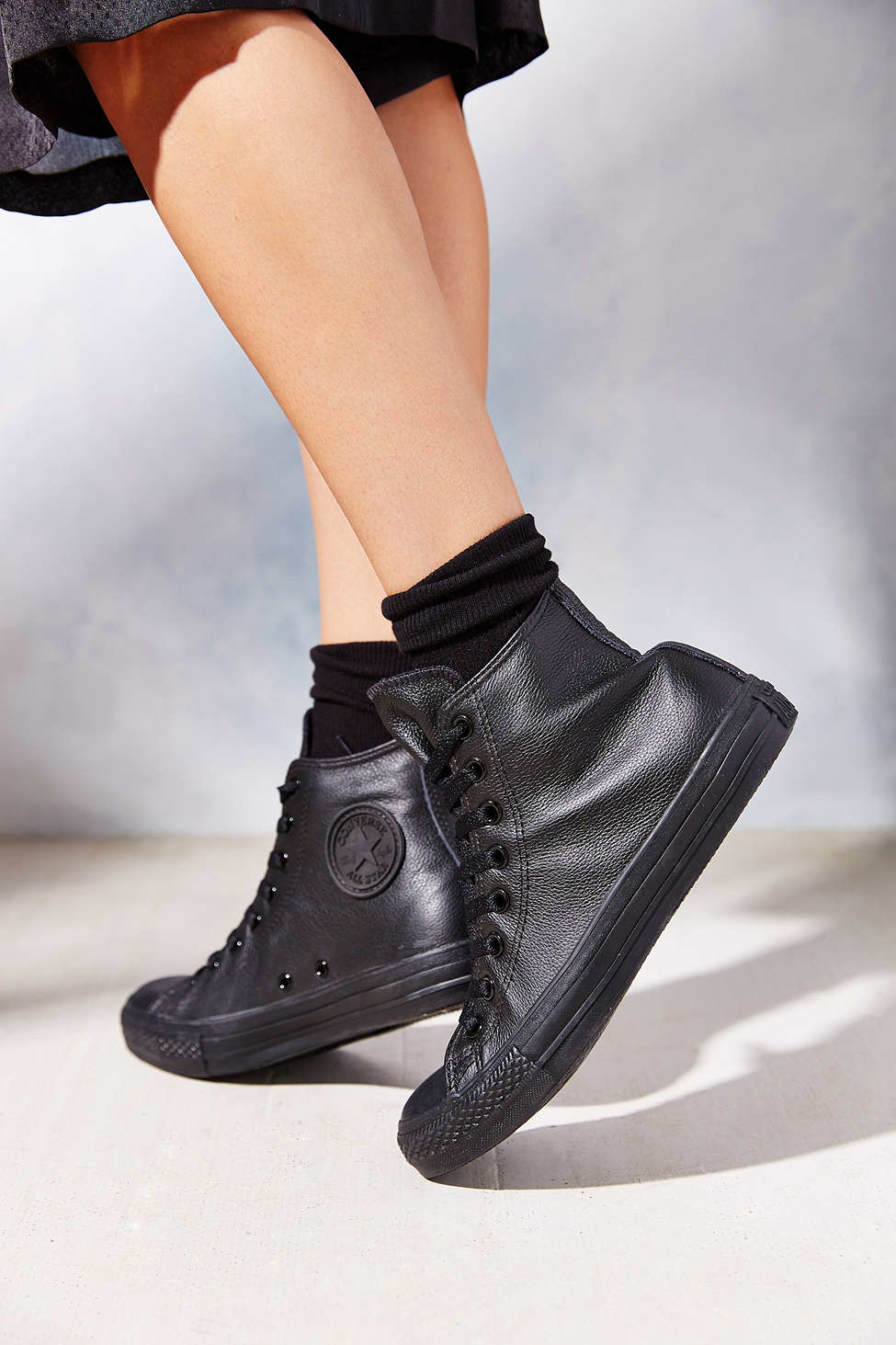 Converse Chuck Taylor All Star Leather High Top Sneaker in Black | Lyst