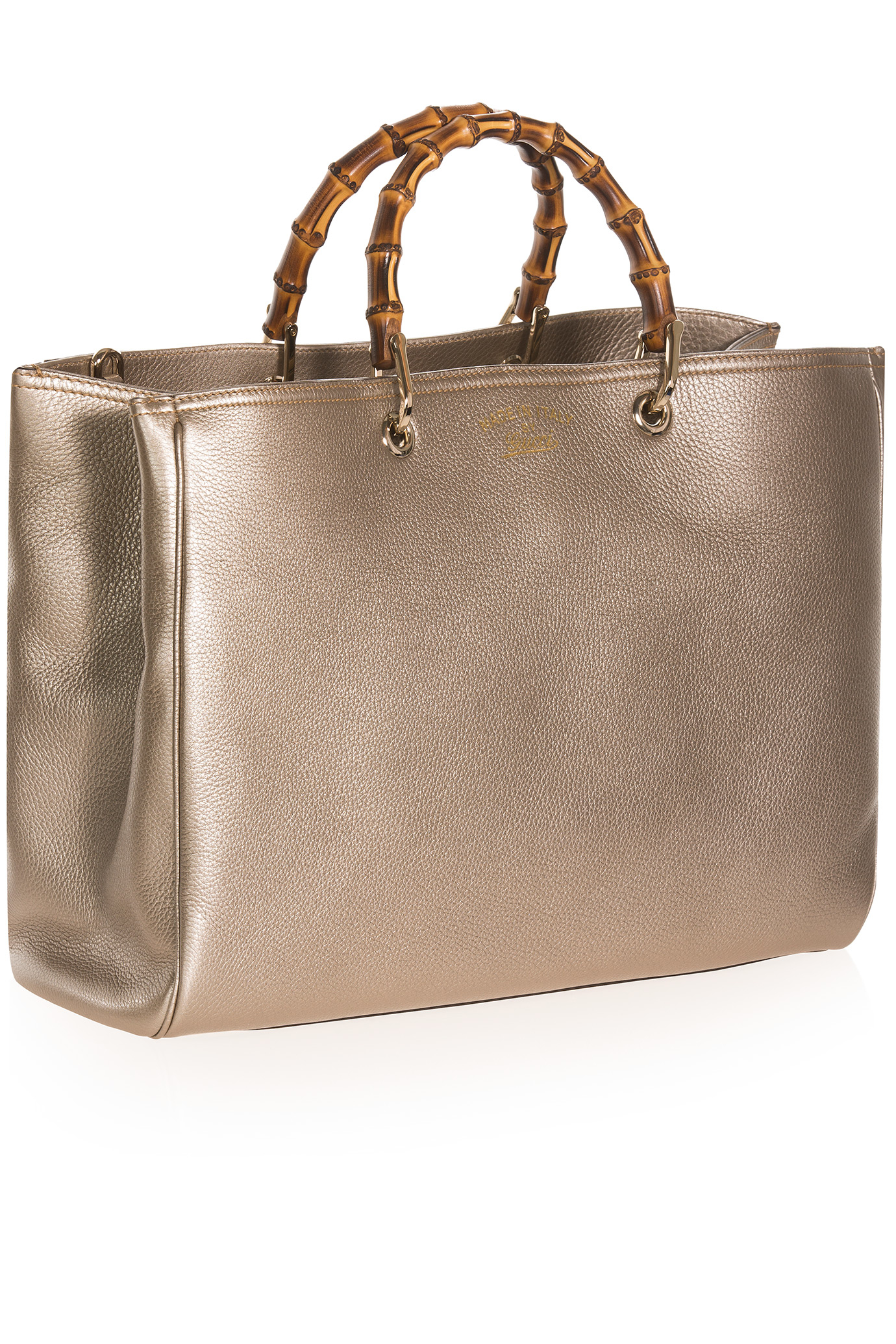 Gucci Large Bamboo Shopper Tote Bag in Metallic | Lyst