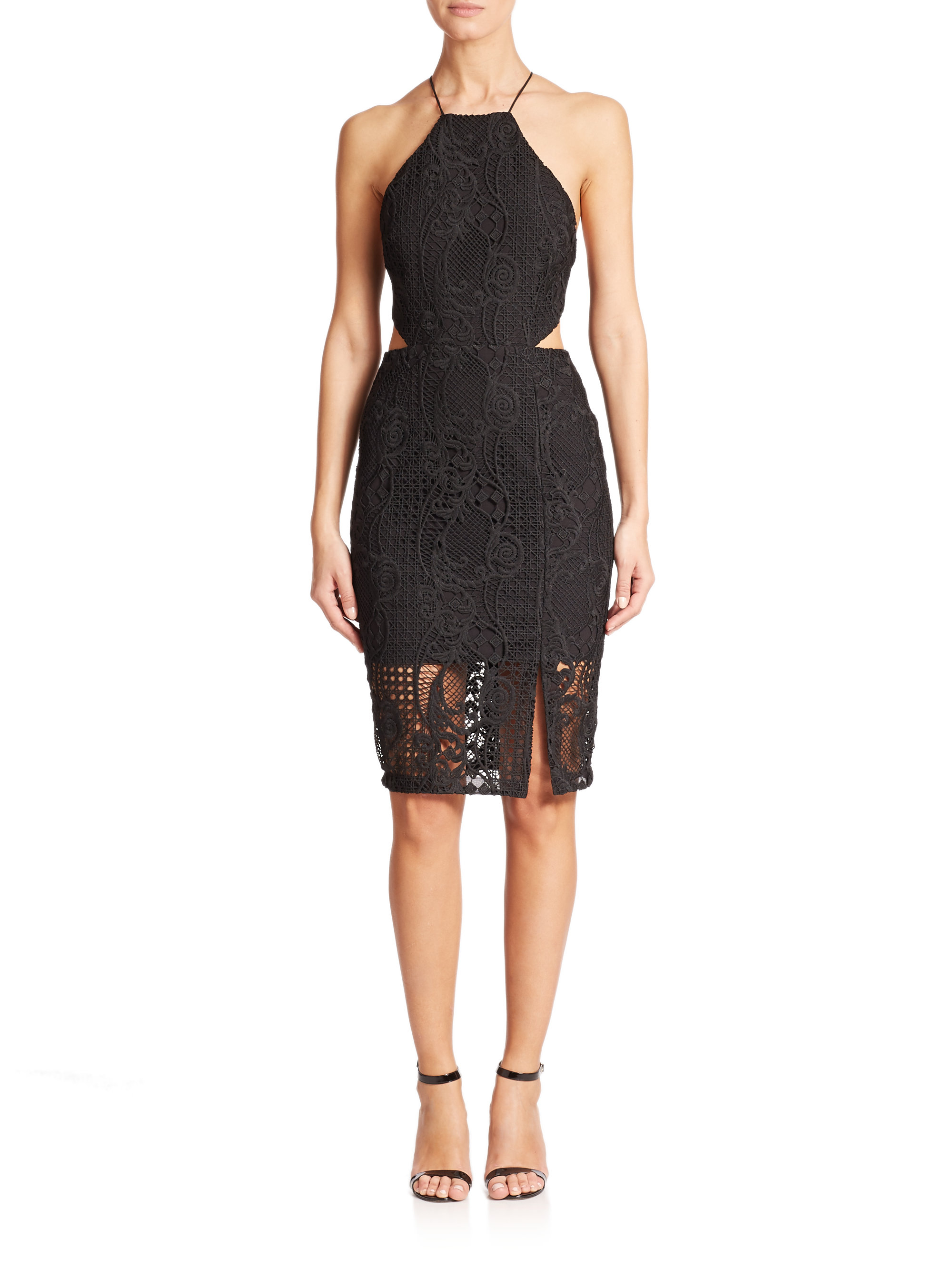 nicholas iris lace gown black