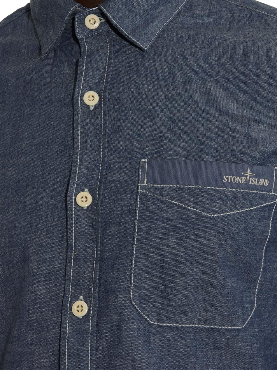stone island chambray denim shirt