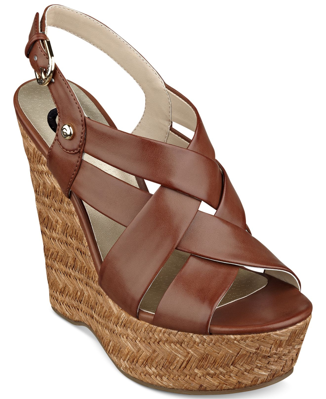 G by Platform Wedge Sandals in Brown | Lyst