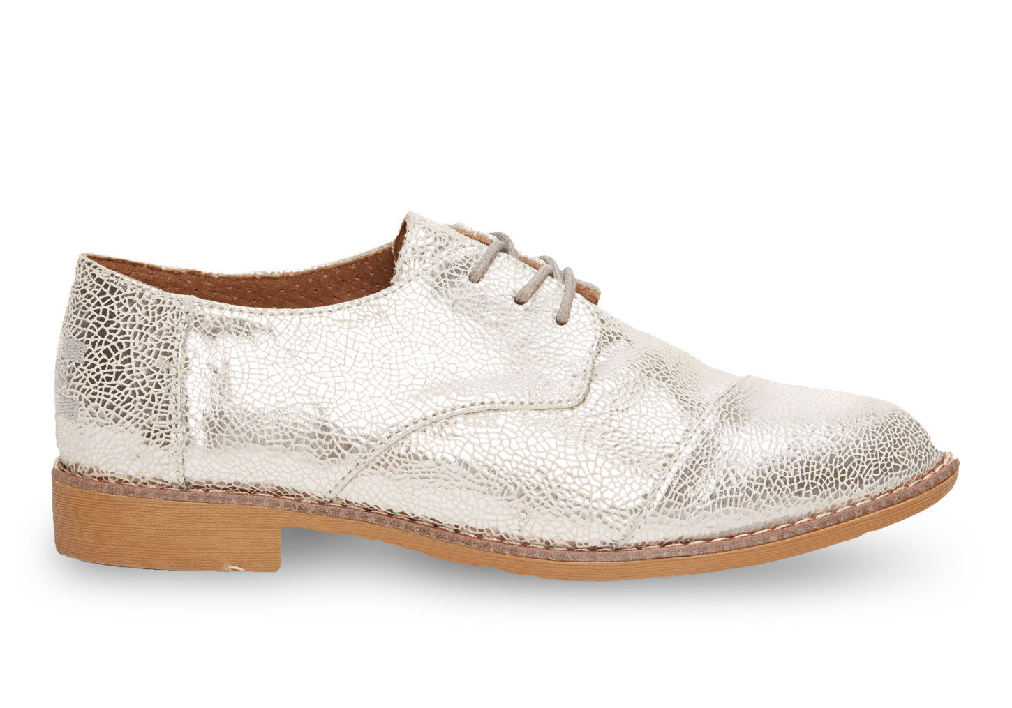 Lyst Toms Silver Led Leather Women S Brogues In Metallic Gallery