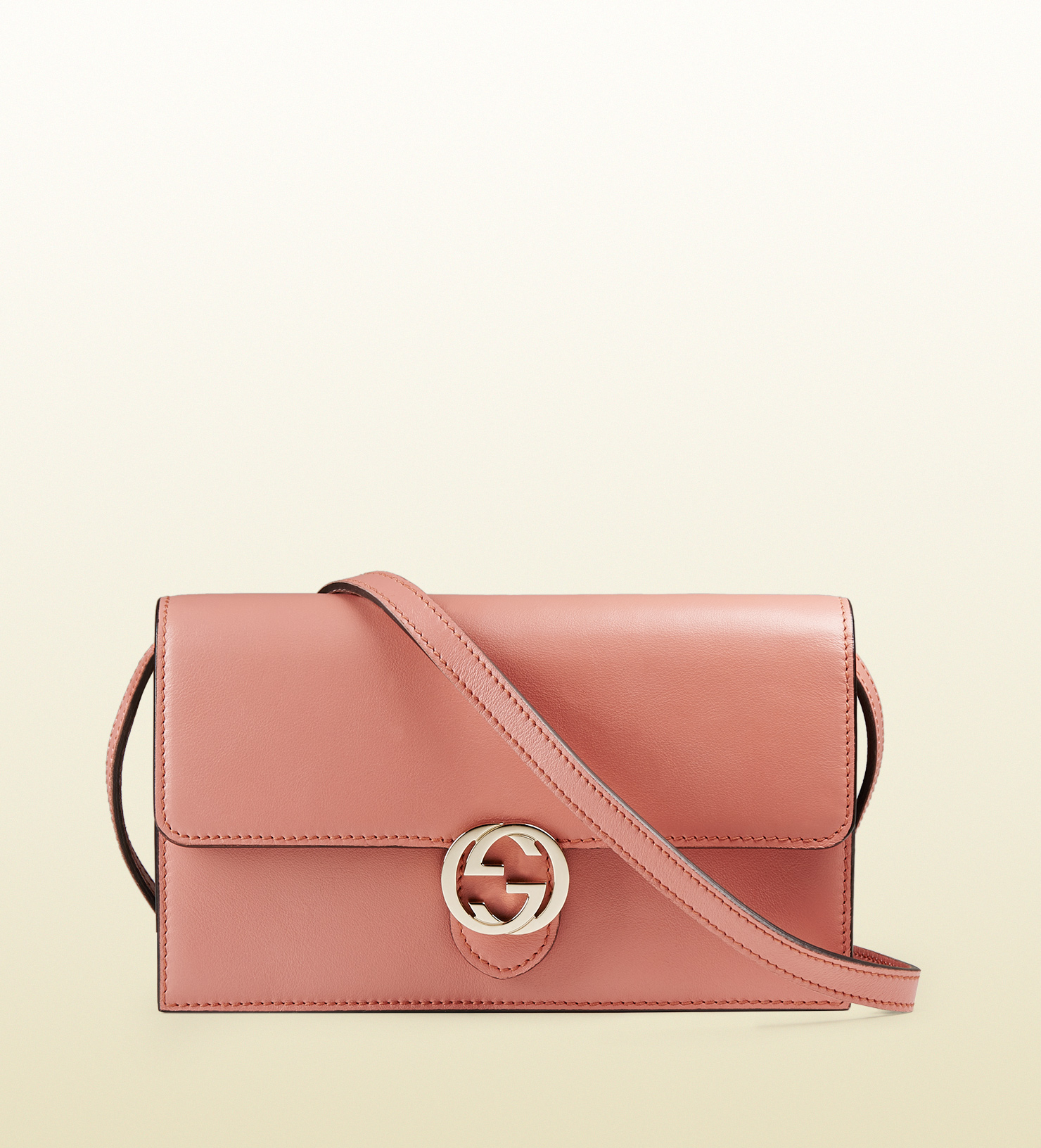 Lyst - Gucci Icon Leather Wallet With Strap in Pink