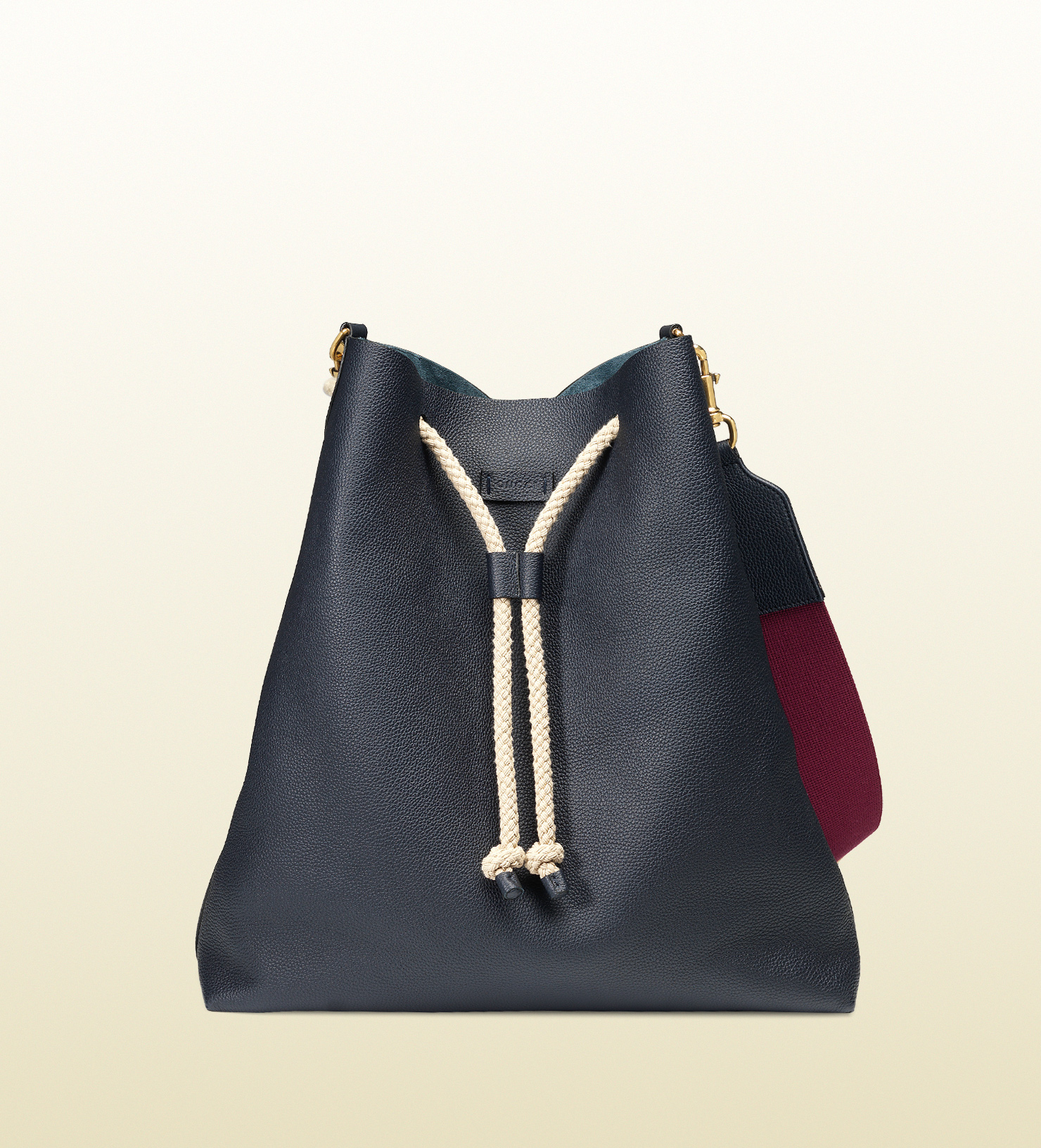 Gucci Leather Shoulder Bag With Rope Drawstring Closure in Blue for Men