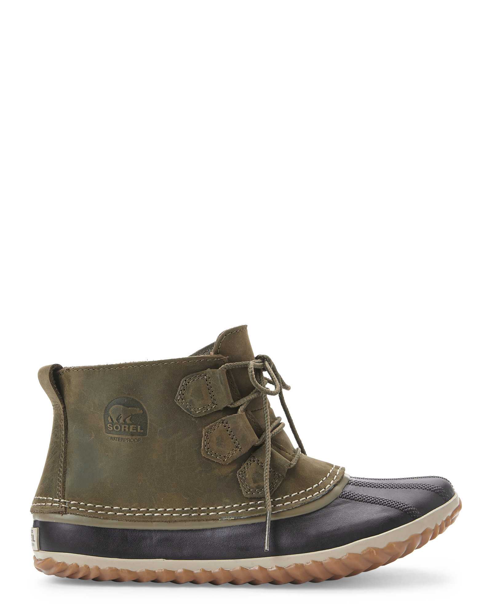 Sorel Leather Sage & Black Out 'N About Waterproof Boots in Sage Black