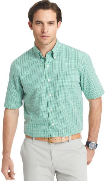Izod Saltwater Poplin Plaid Shirt in Green for Men (Mint Green) | Lyst