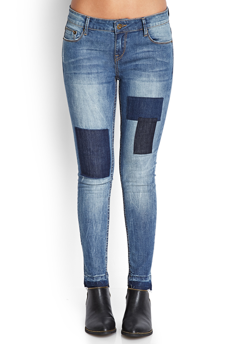 patchwork skinny jeans