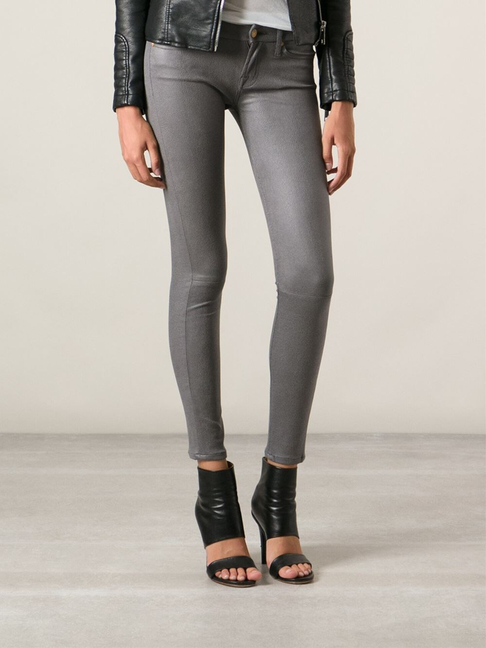 grey coated jeggings