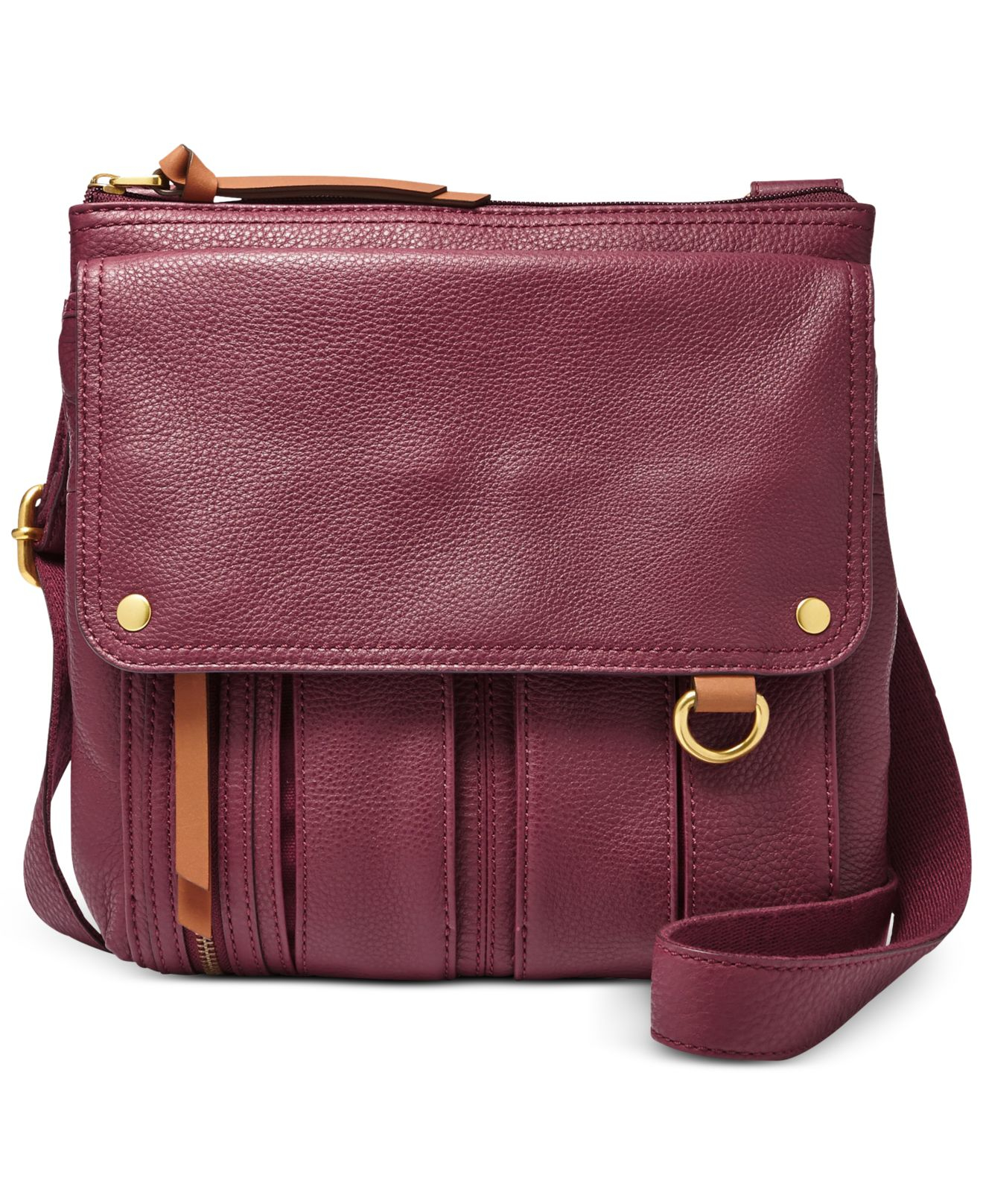 Fossil Morgan Leather Traveler Crossbody Bag in Maroon (Purple) - Lyst