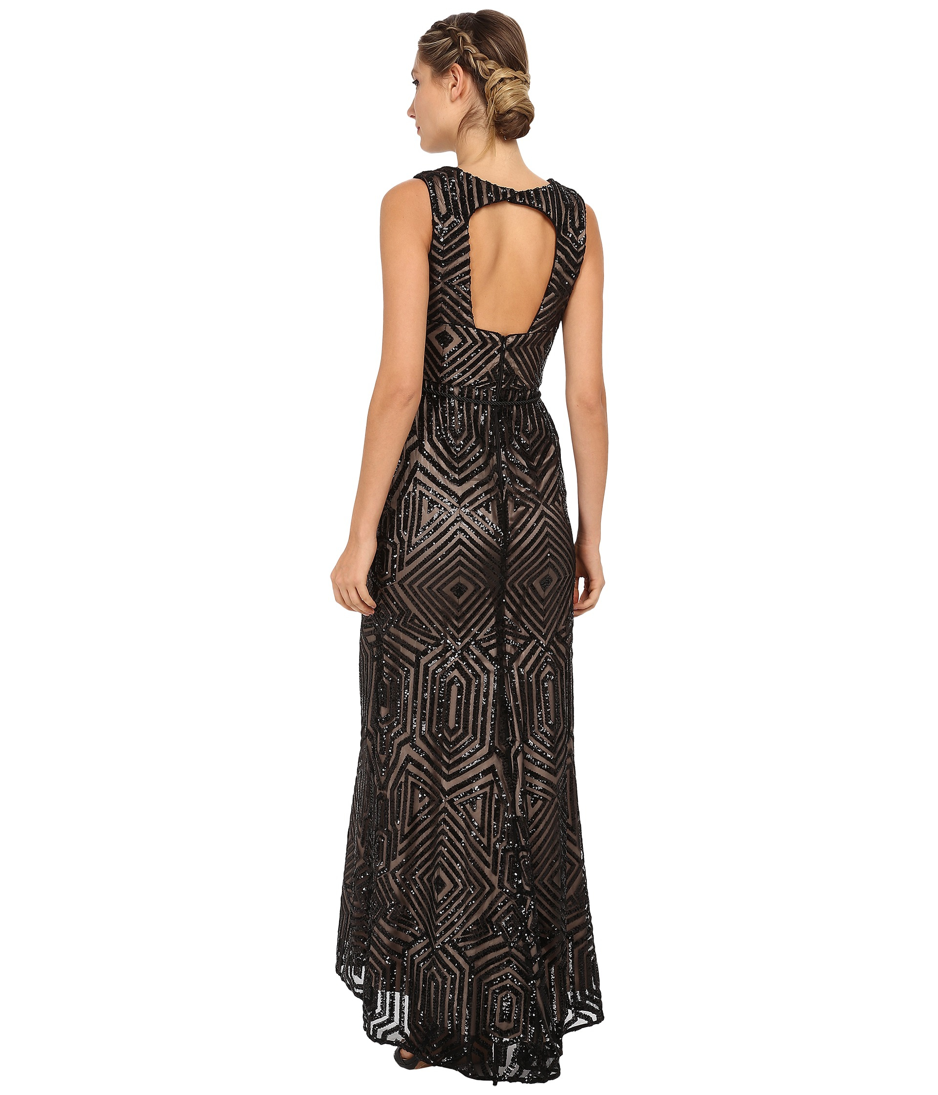 vince camuto black all over geometric sequin gown w fringe sash product 1 804863588 normal