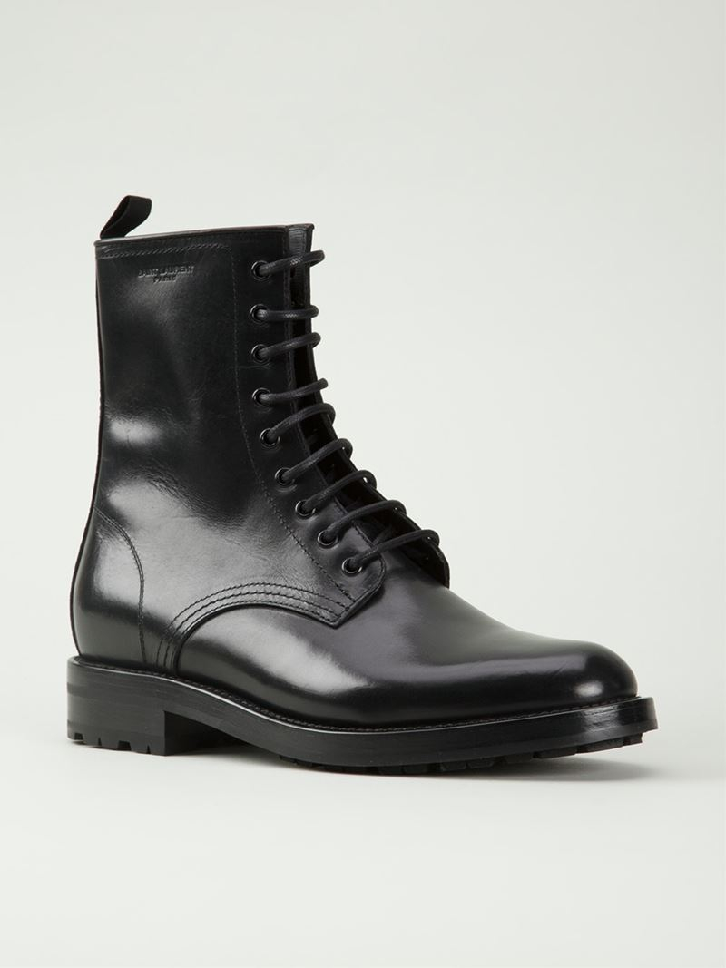Saint Laurent Military Boots in Black for Men - Lyst