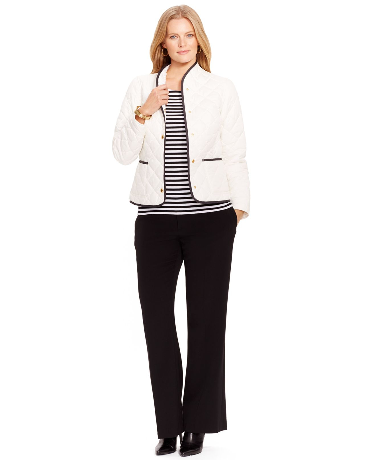 Lauren by ralph lauren Plus Size Quilted Jacket in White Lyst