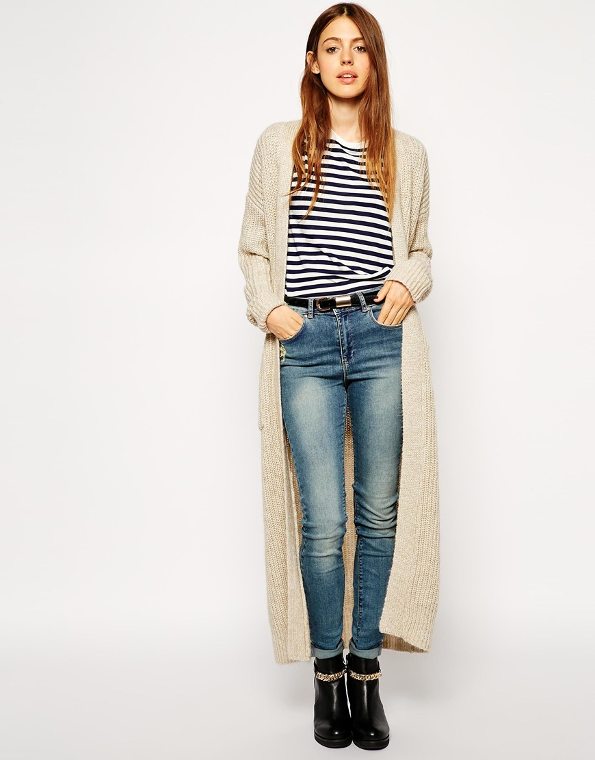 ASOS Maxi Cardigan With Alpaca Wool in Oatmeal (Natural) Lyst