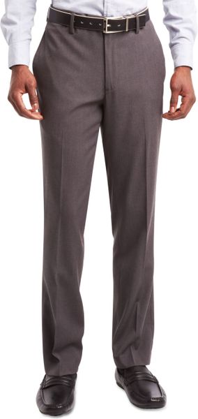 Kenneth Cole Reaction Flat-Front Dress Pants in Gray for Men (Heather ...