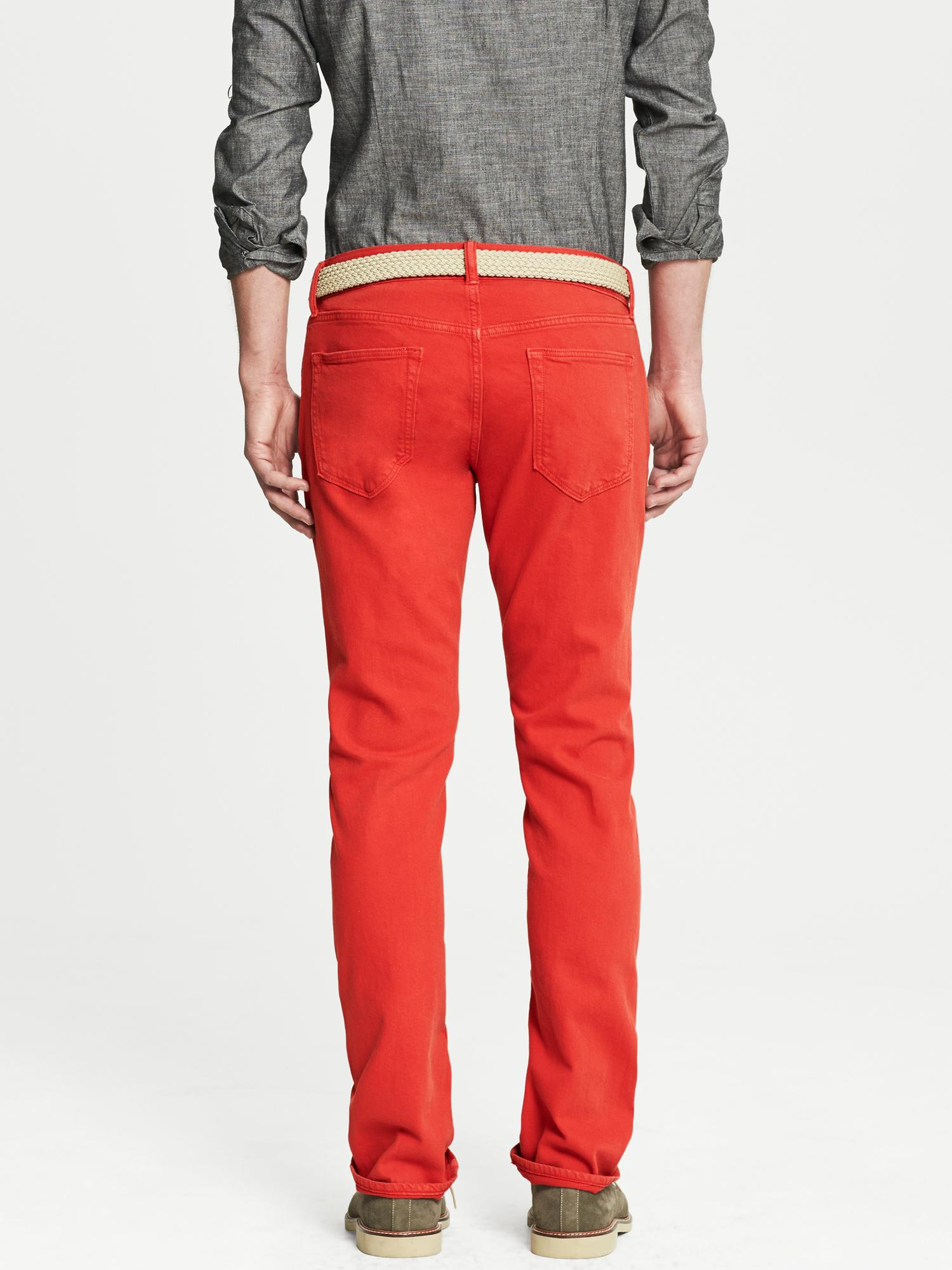 Banana Republic Vintage Straight-Fit Five-Pocket Pant in Red for Men - Lyst