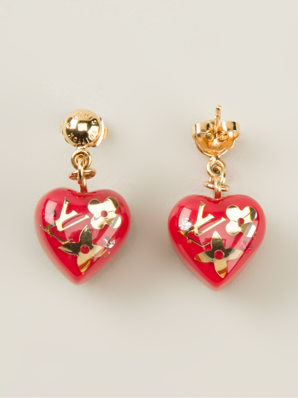 Louis Vuitton Heart Earrings in Red - Lyst