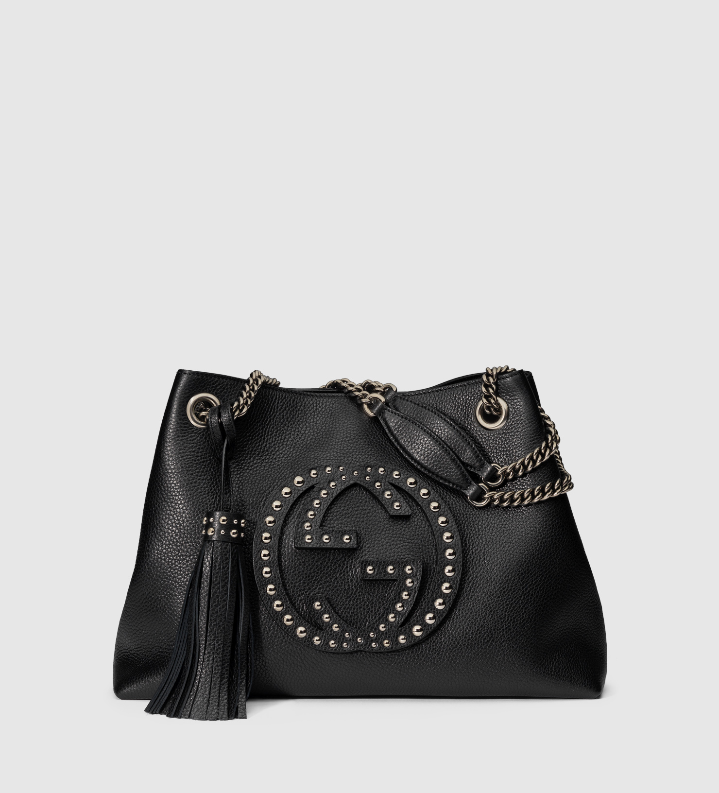 Gucci Soho Studded Leather Shoulder Bag in Black - Lyst