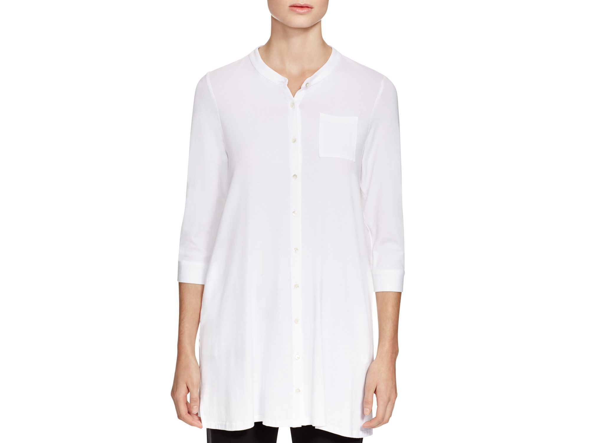 women's white button down tunic