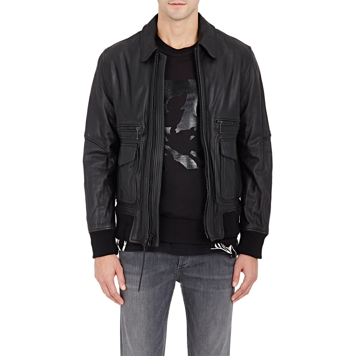Lyst Rag Bone Men S Leather Aviator Jacket In Black For Gallery