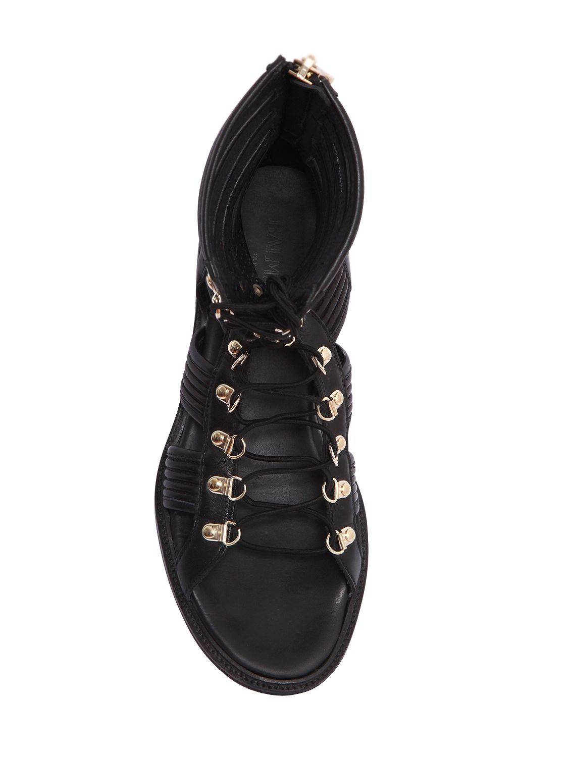 Balmain Leather High Top Gladiator Sandals in Black Lyst
