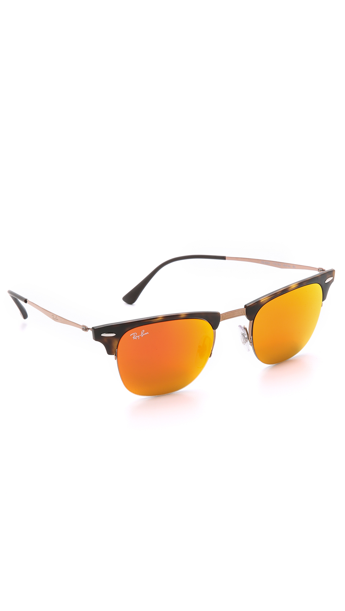 Ray Ban Lightweight Clubmaster Sunglasses With Flash Lens In Brown For Men Lyst Ray Ban Lightweight Clubmaster Sunglasses With Flash Lens In Brown For Men Lyst