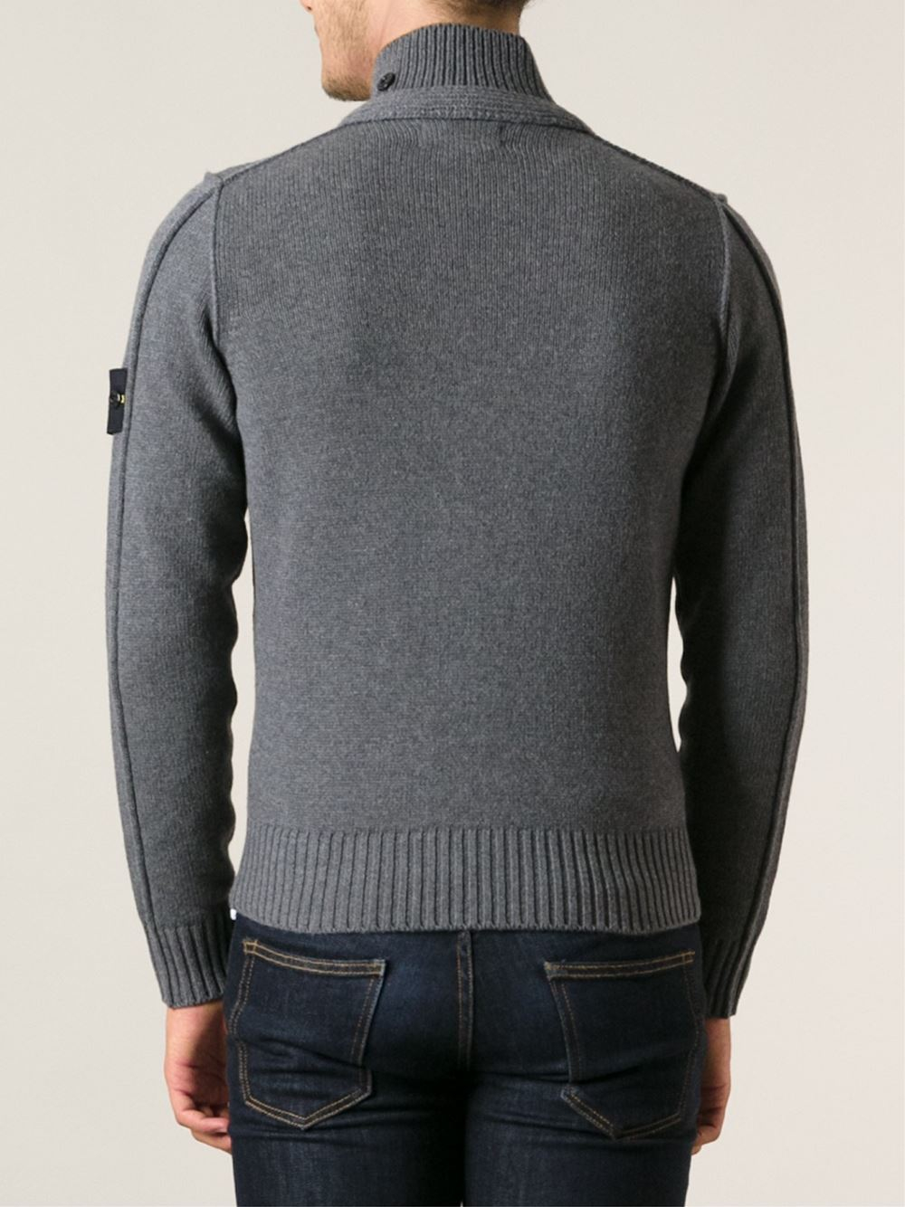 Stone Island Button Cardigan in Gray for Men | Lyst