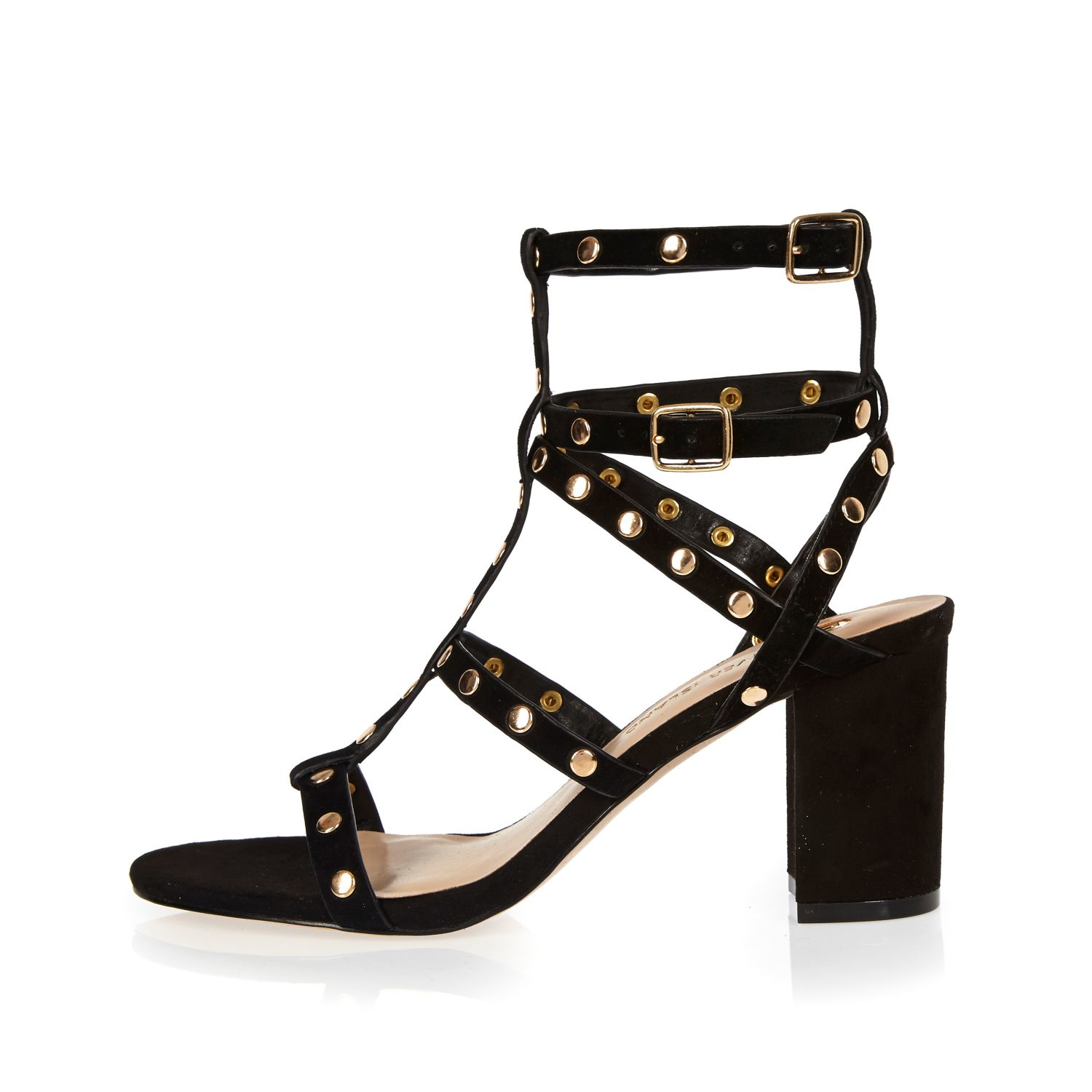 studded block heel gladiator sandals