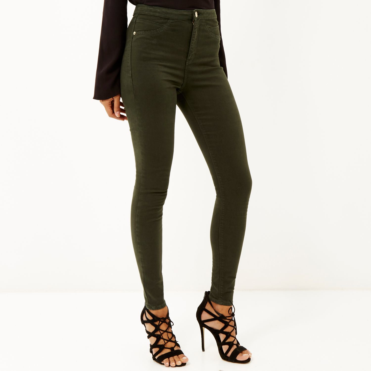 River Island Denim Dark Green High Rise Molly Jeggings | Lyst UK