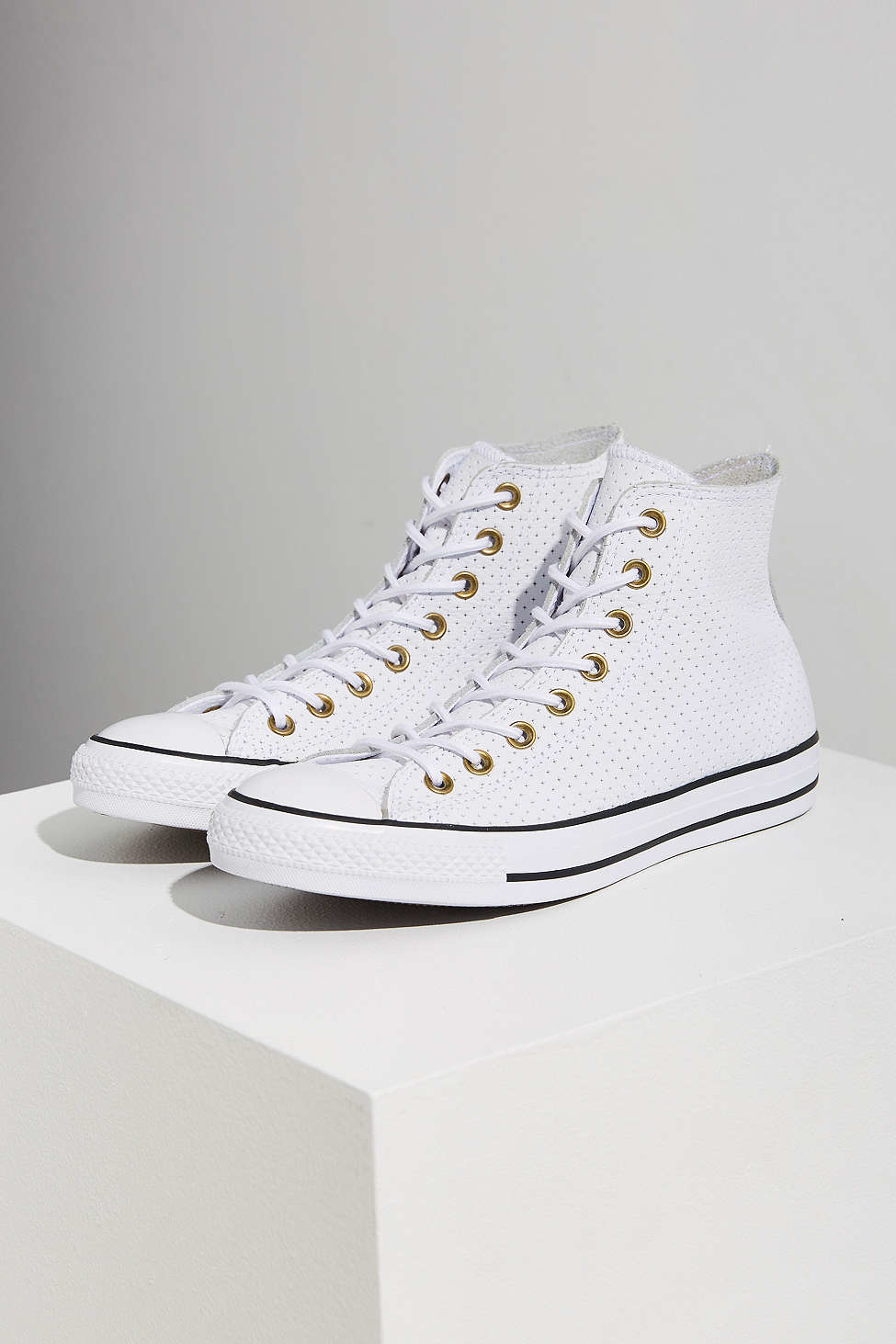 Converse Chuck Taylor Perforated Leather Sneaker in White - Lyst