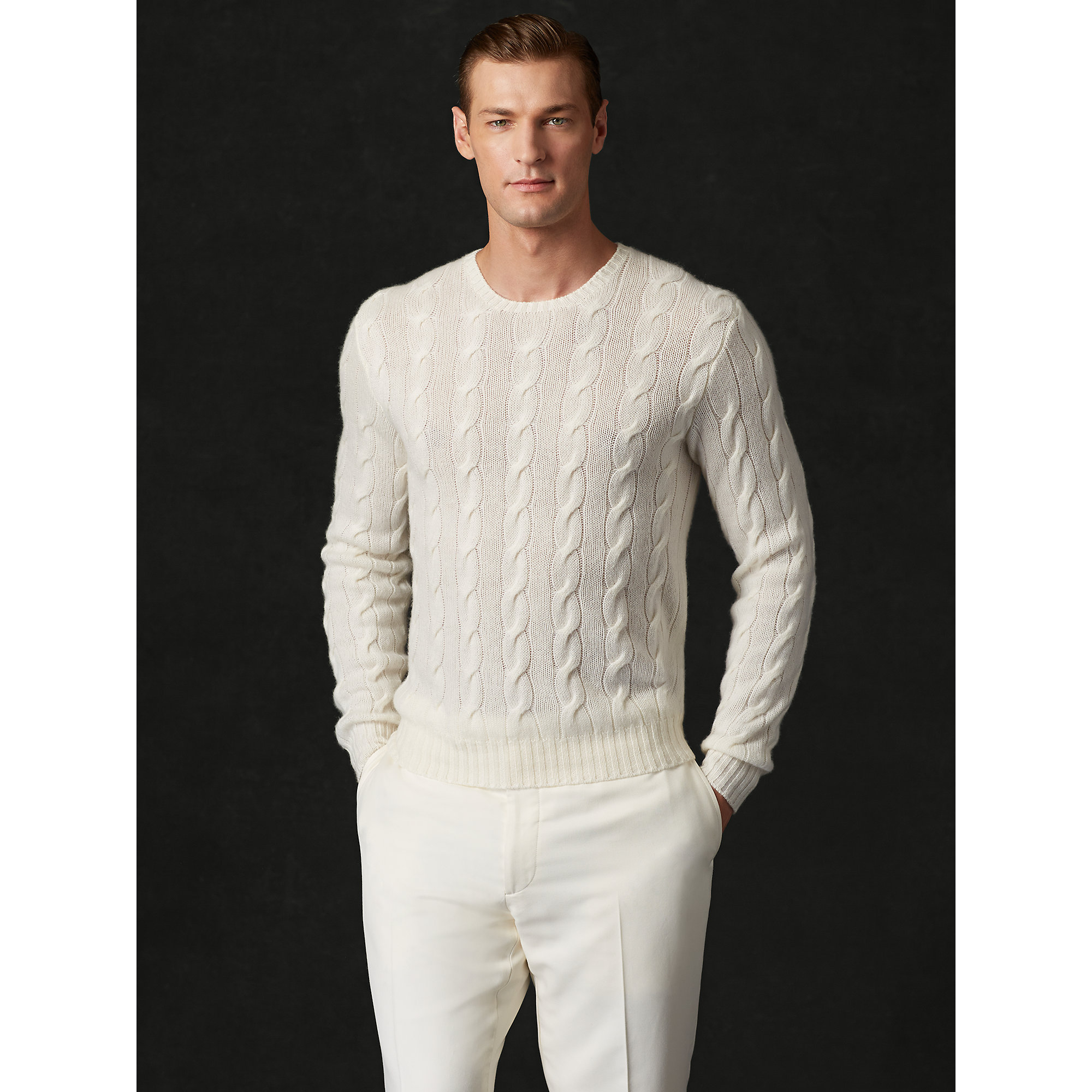Ralph lauren purple label Cable-knit Cashmere Sweater in White for ...
