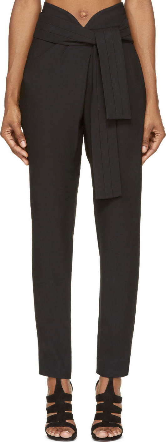 Jay ahr Black High-waisted Tie Trousers in Black | Lyst