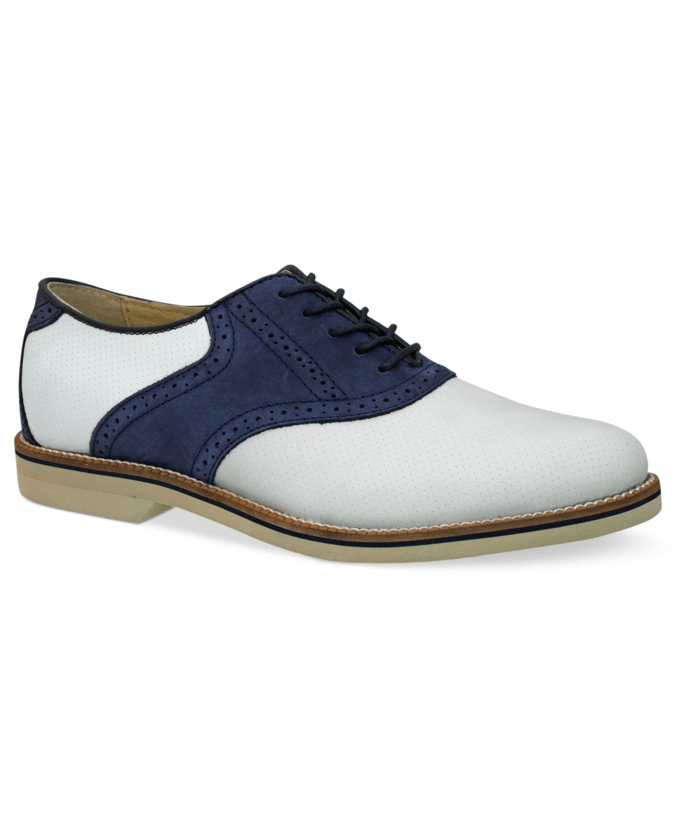 G.H. Bass & Co. Burlington Perforated Plain-Toe Saddle Shoes in Blue for Men  | Lyst