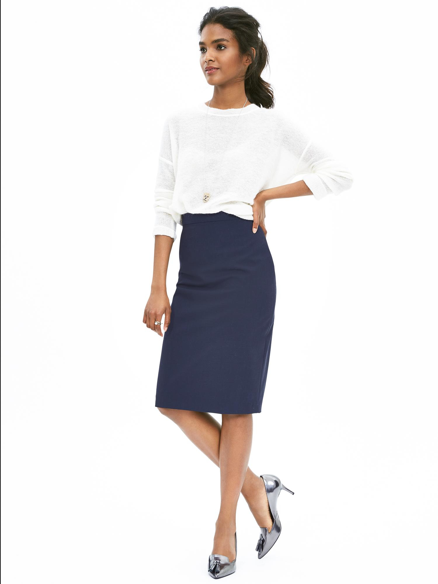navy blue and white skirt