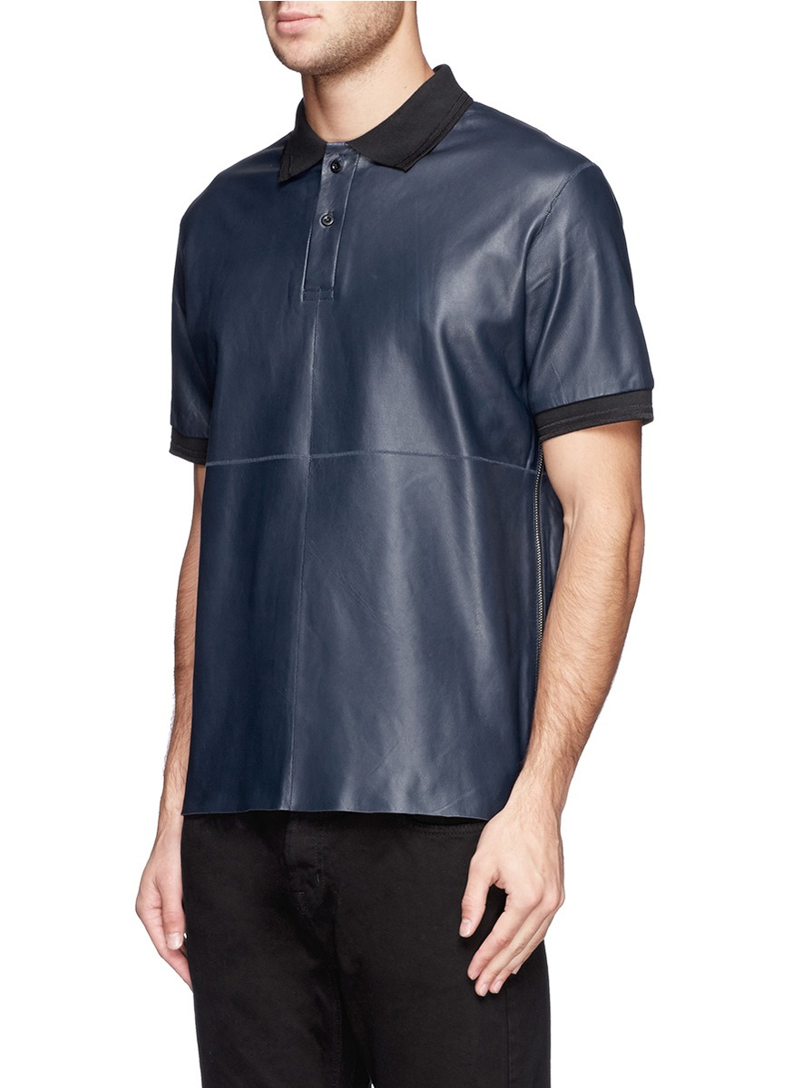 mens leather polo shirt