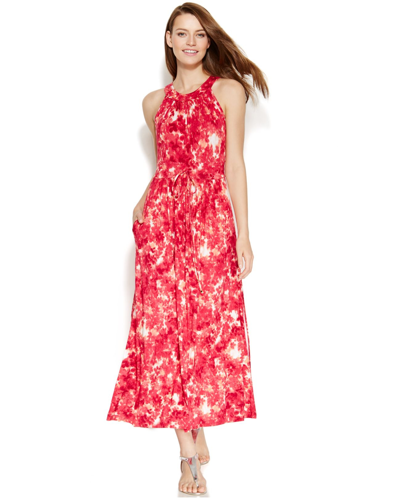 calvin klein long floral dress