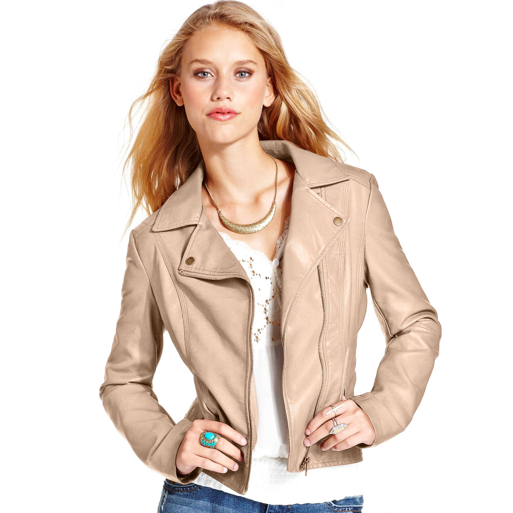 Lyst American Rag Quilted Moto Jacket In Natural Gallery
