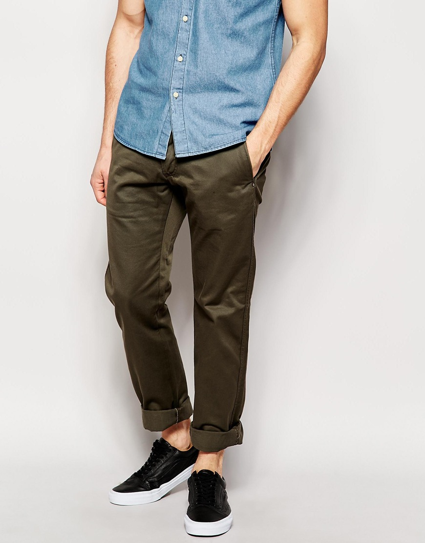 Edwin Chinos Ed-55 Relaxed Tapered Fit Light Stone Compact Twill in Green for Men | Lyst
