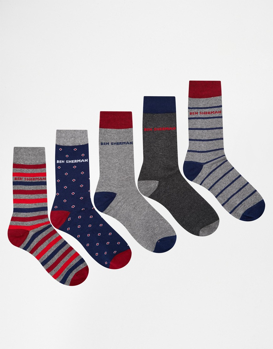 Lyst Ben Sherman 5 Pack Socks in Gray for Men
