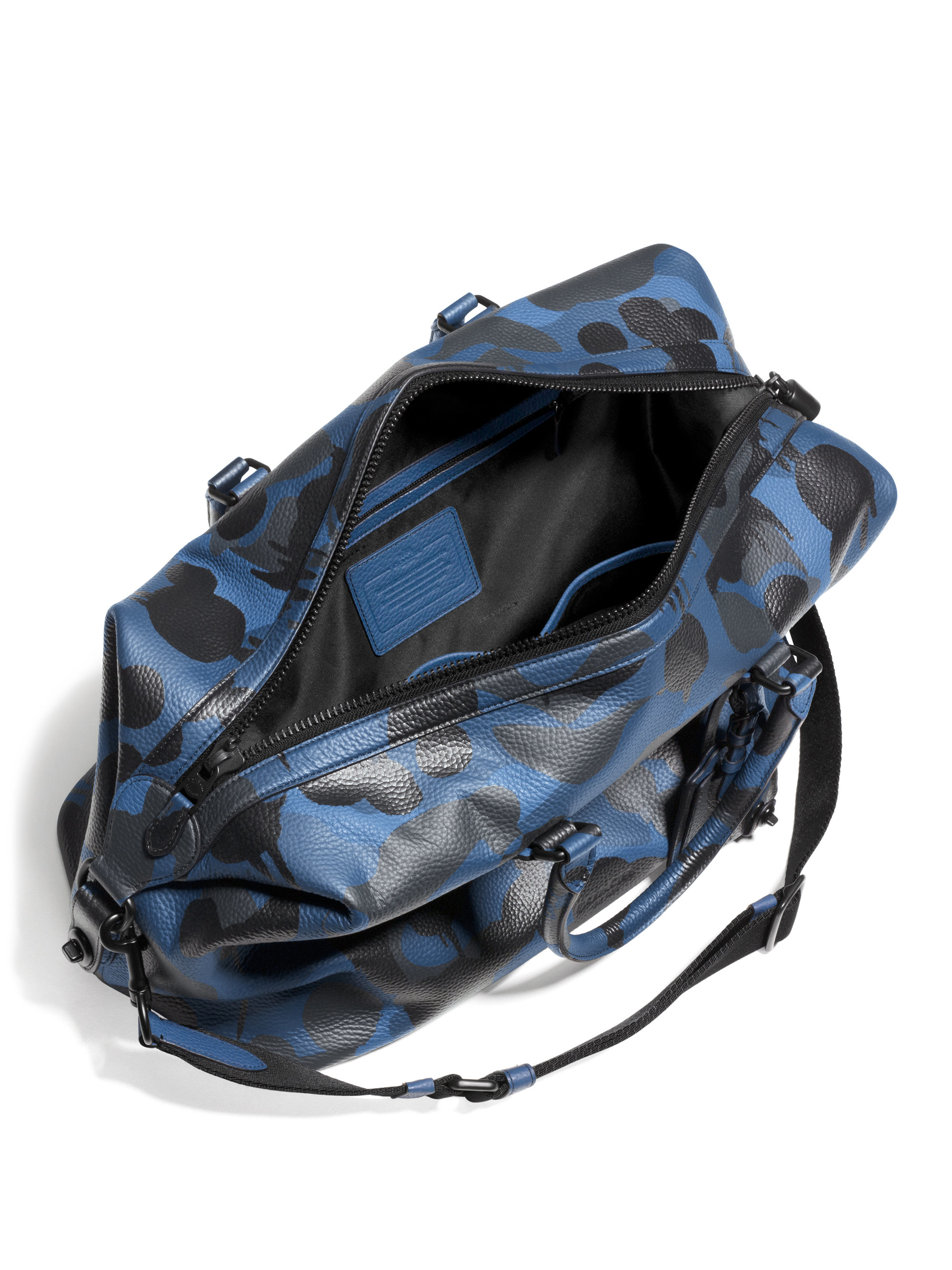 COACH Explorer Camo-print Leather Duffle Bag in Blue | Lyst