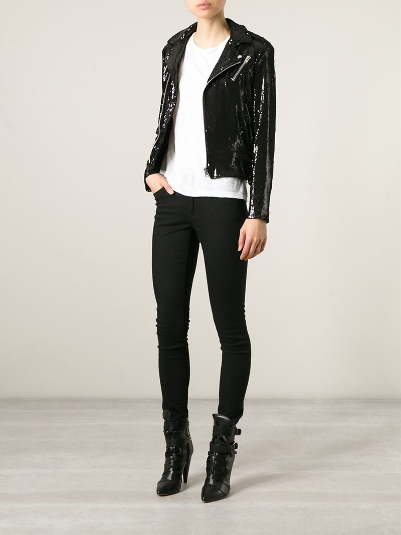 black sequin biker jacket