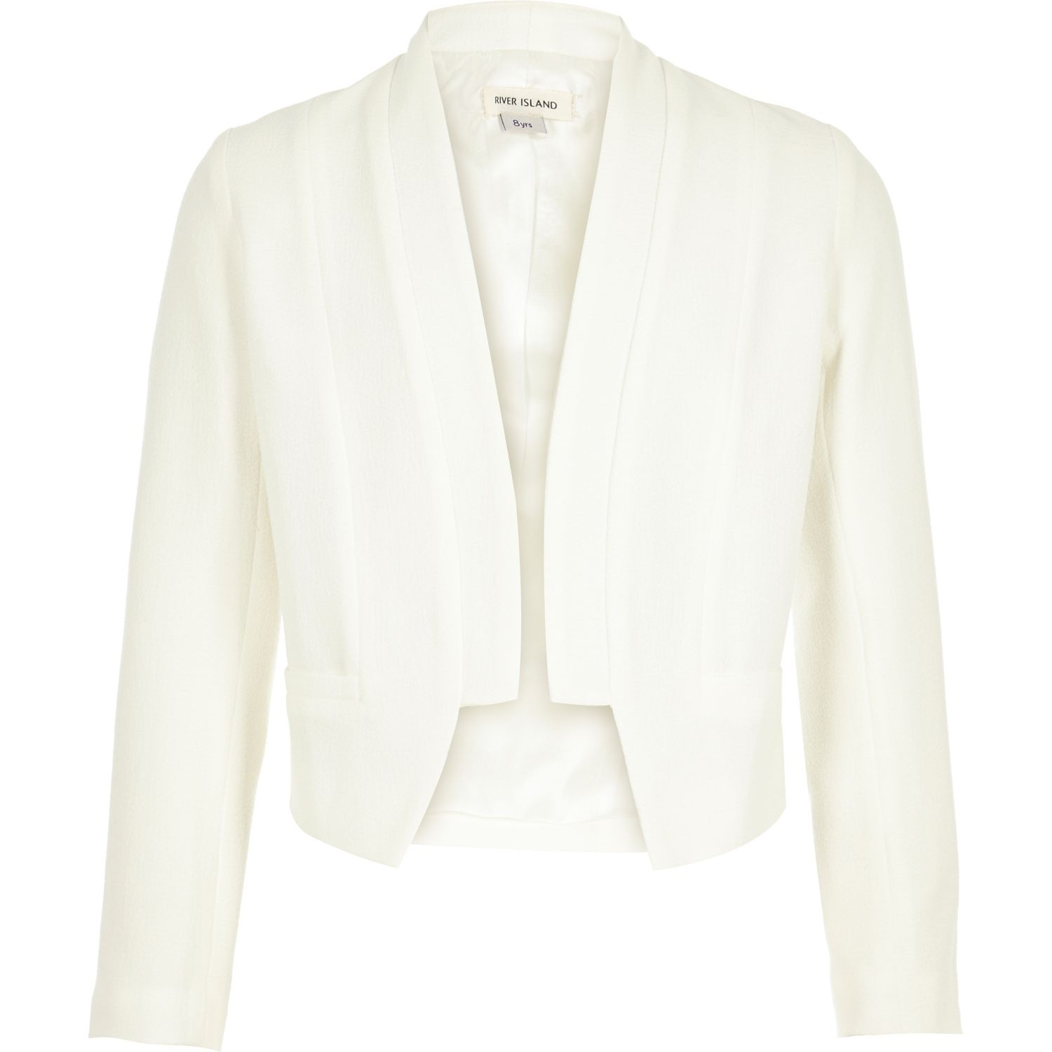 River Island Girls Cream Cropped Blazer in Natural - Lyst